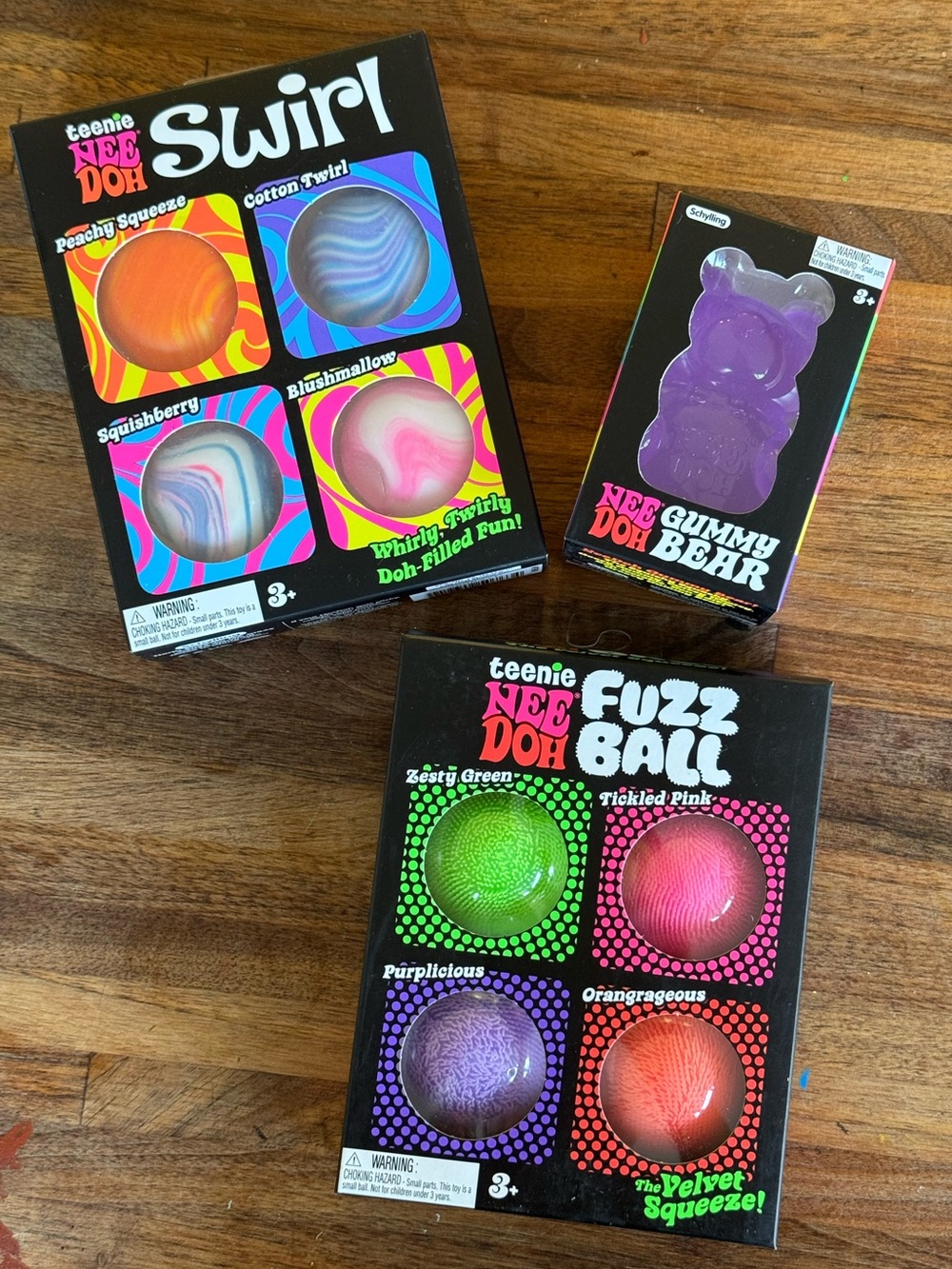 Needoh bundle (teenie fuzz ball set, teenie swirl set and purple gummy bear)